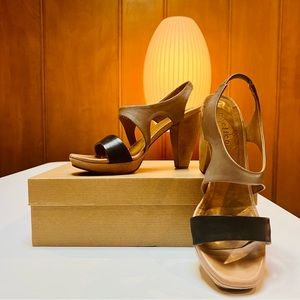 Coclico leather sandals, platform with 4 inch wood heels. Size 37.5. ⭐️